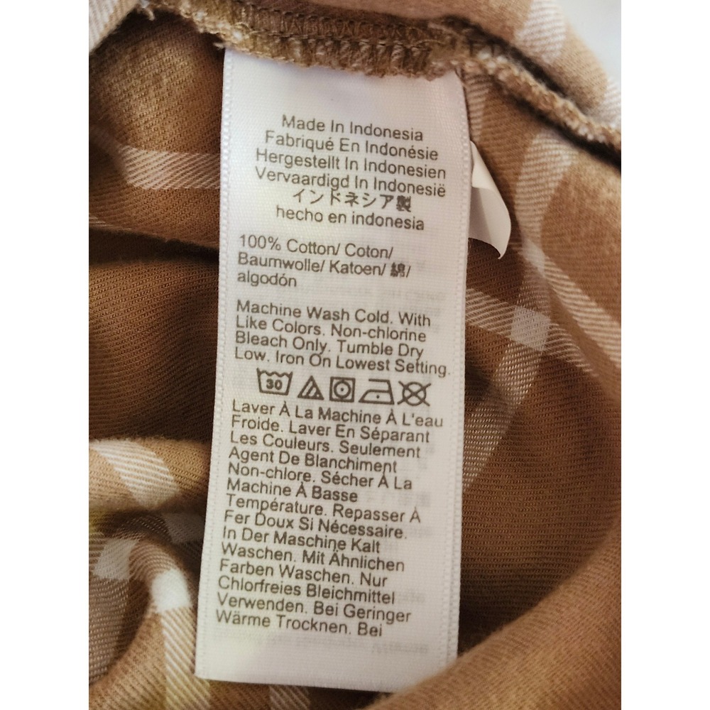 J.Crew Plaid Button Front Shirt XL Tan Beige Long Sleeve Casual Cotton Blend - Picture 6 of 9